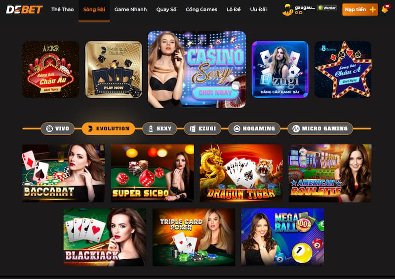 Nhiều game bài hấp dẫn